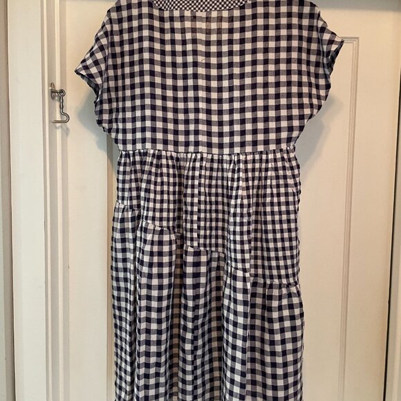 Anthropologie Asymmetrical Gingham Shift Dress - Picture 2 of 2